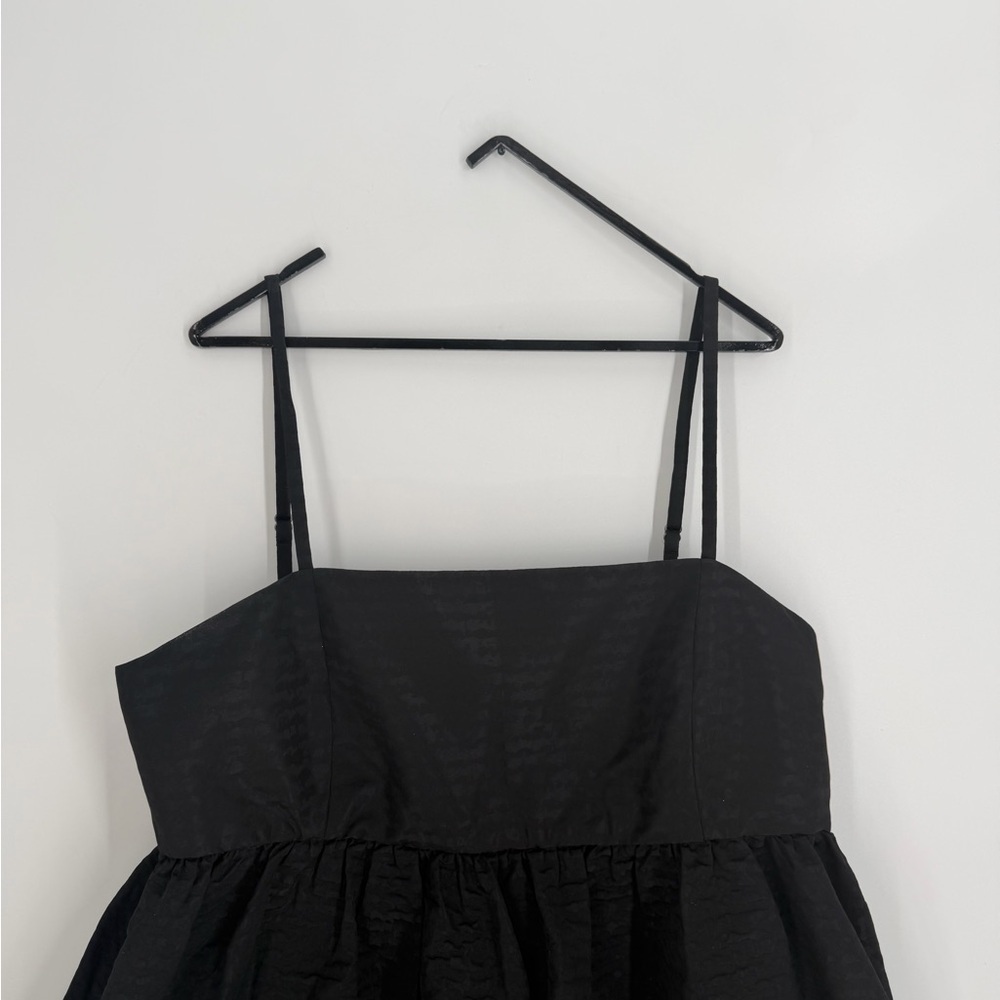 Cos Voluminous Textured Midi Dress In Black